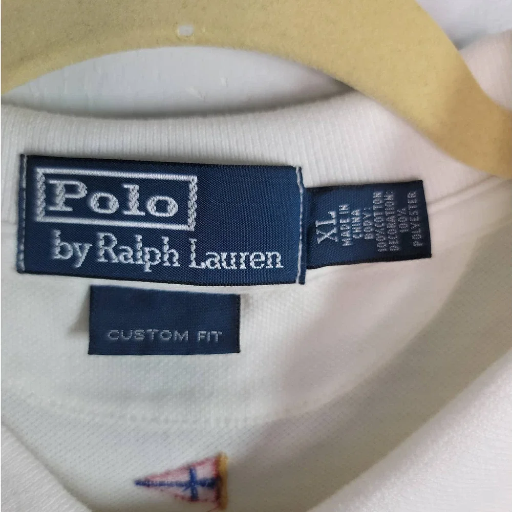 Polo By Ralph Lauren Polo Shirt Hampton Size XL Nautical Flags Embroidered White
